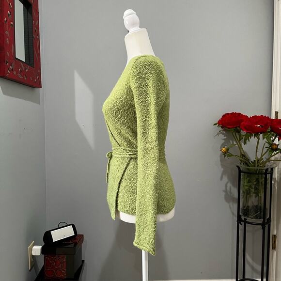 NEW Moda Intl Chenille Wrap Tie Fitted Wool Acrylic Plunge Neck Sweater XS NWOT - Picture 14 of 16